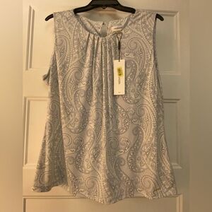 CALVIN KLEIN SLEEVELESS TOP NWT GRAY & WHITE SZ XL